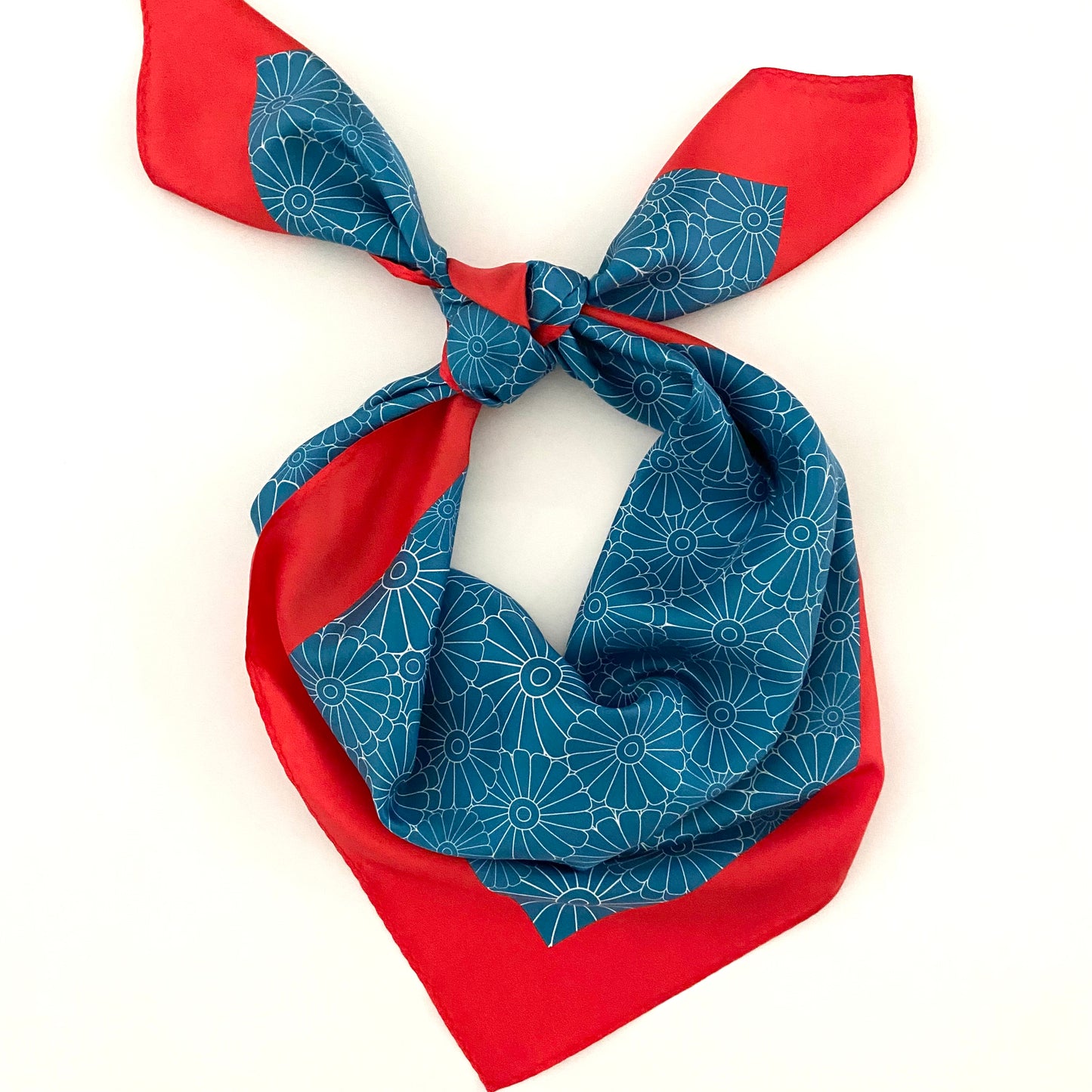 Floral Lincrusta Square Scarf in Blue