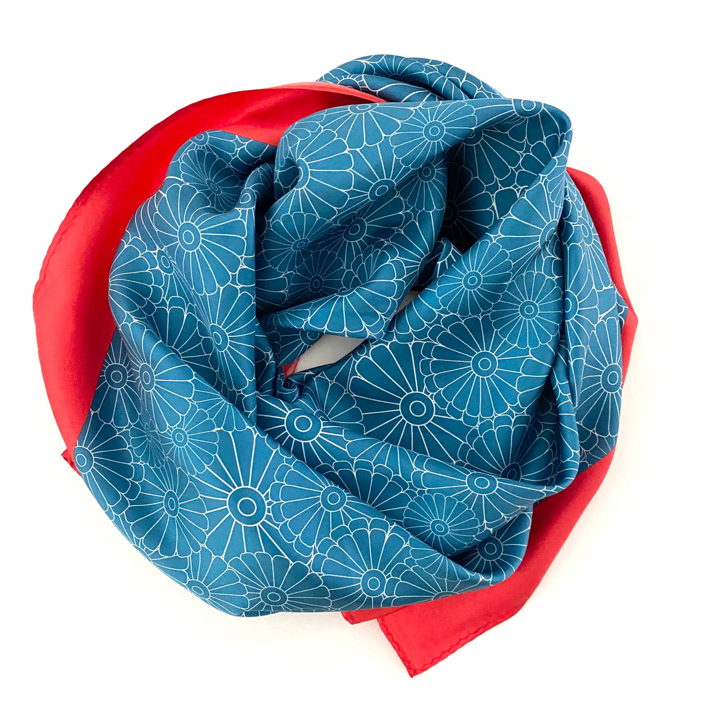 Floral Lincrusta Square Scarf in Blue