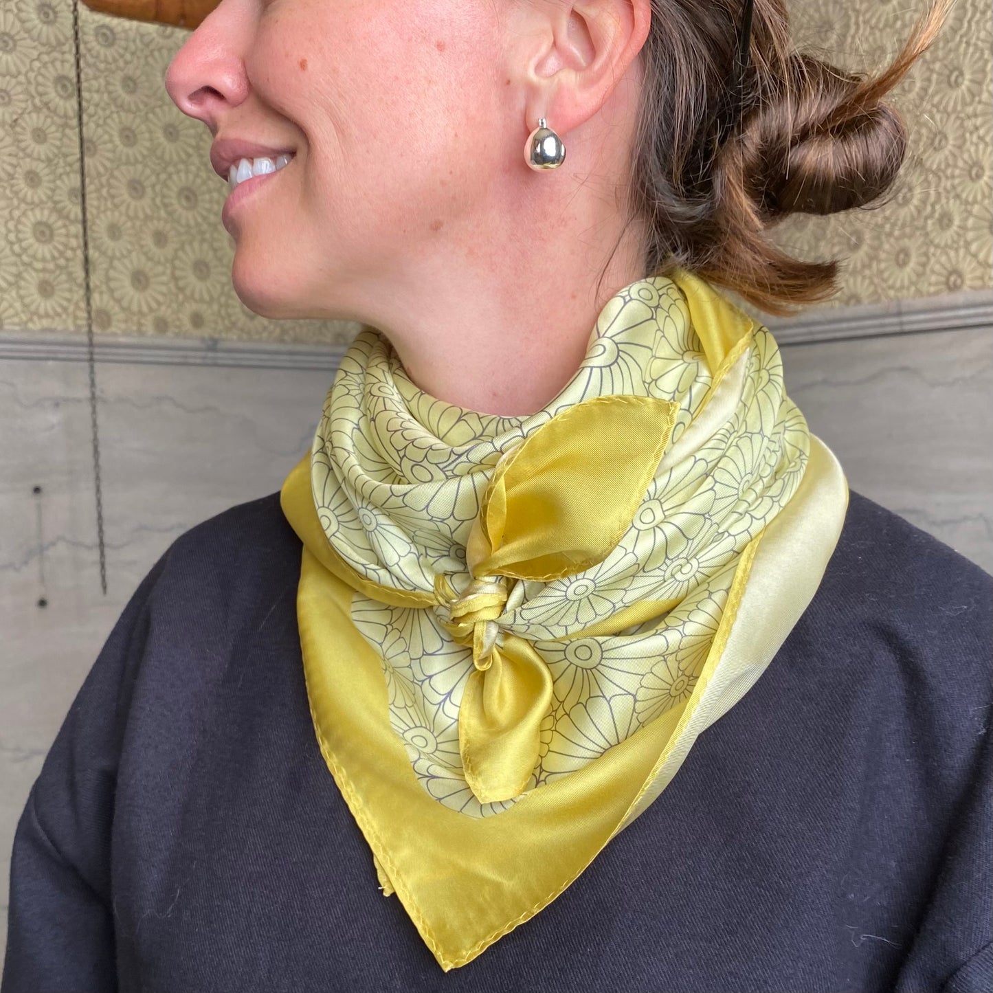 Floral Lincrusta Square Scarf in Gold