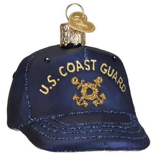 Coast Guard Cap Glass Ornament