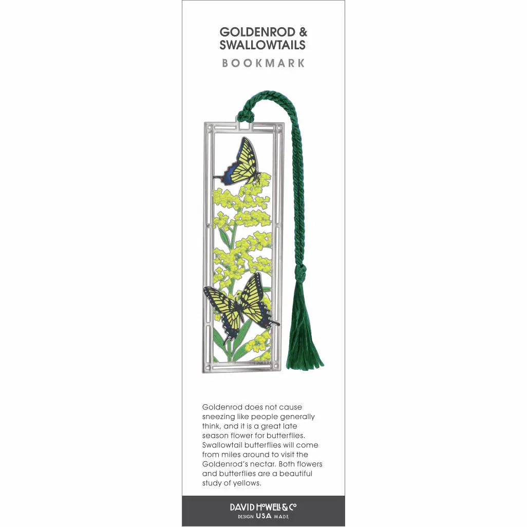 Goldenrod & Swallowtails Metal Bookmark