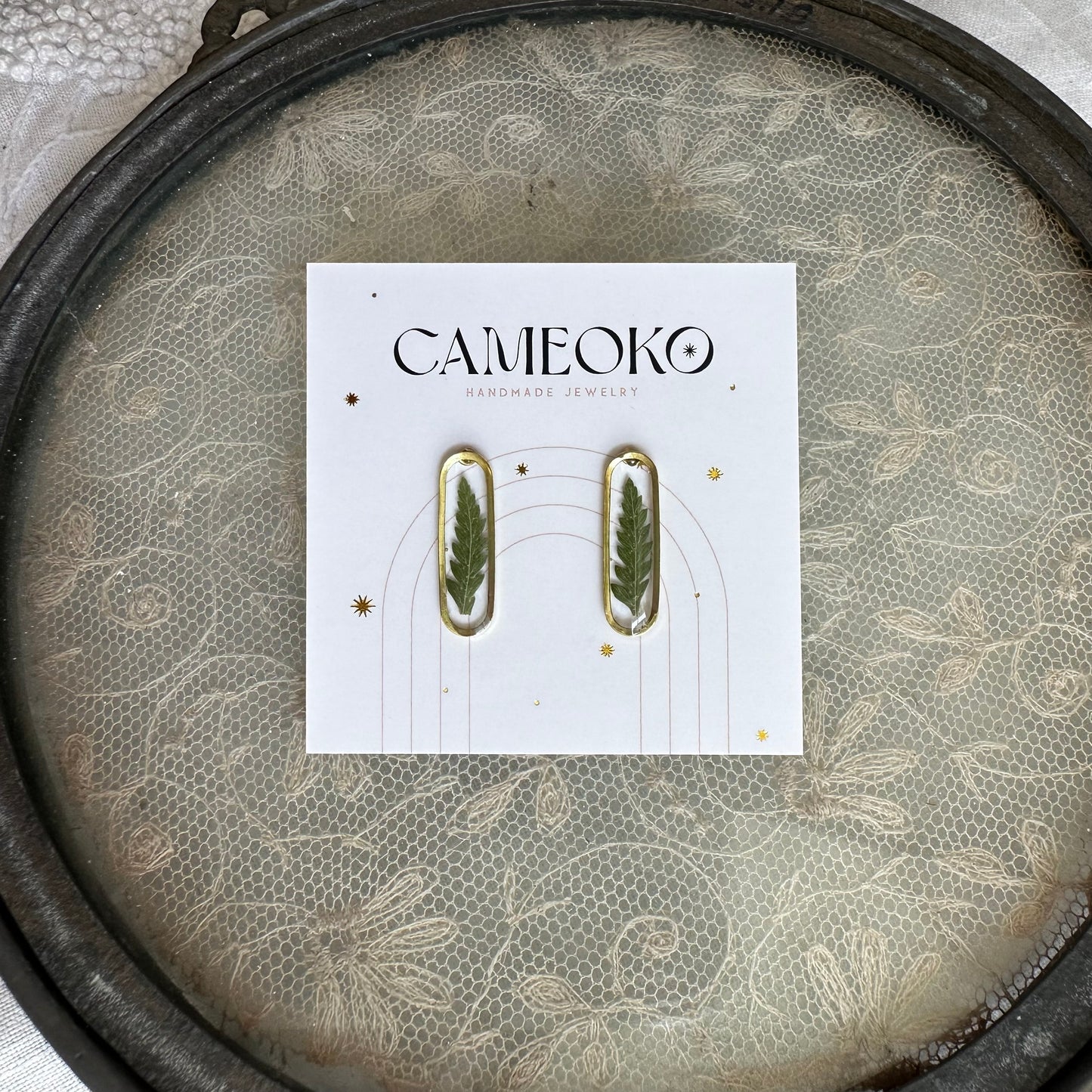 Sm Oval Fern Earrings