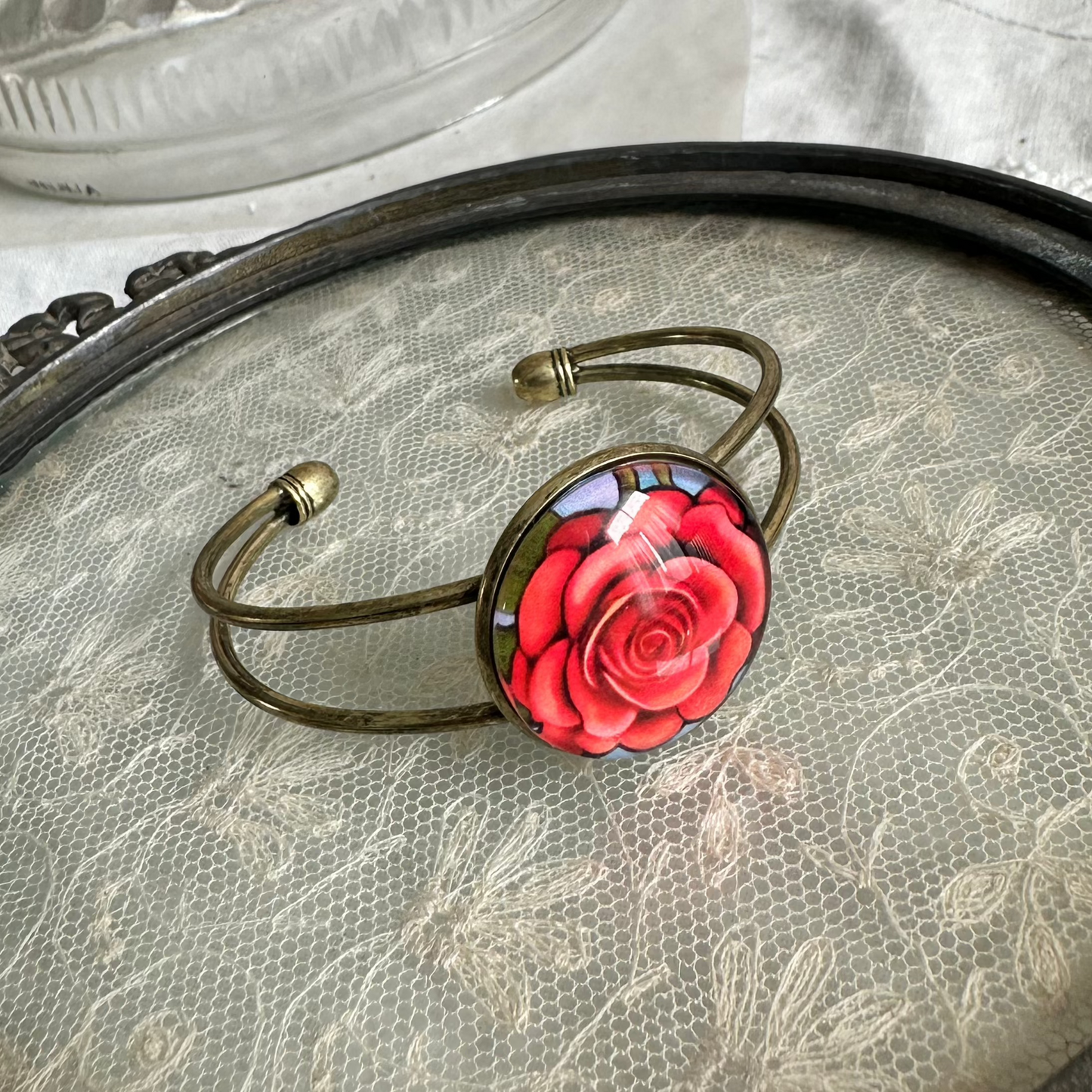 Red Rose Cuff Bracelet