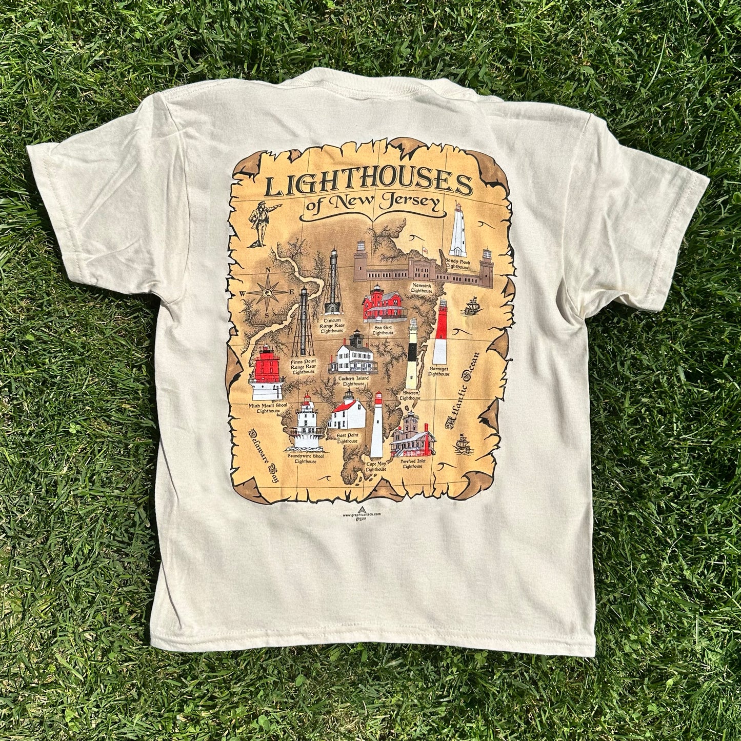 New Jersey Lighthouses Map Children's T-Shirt