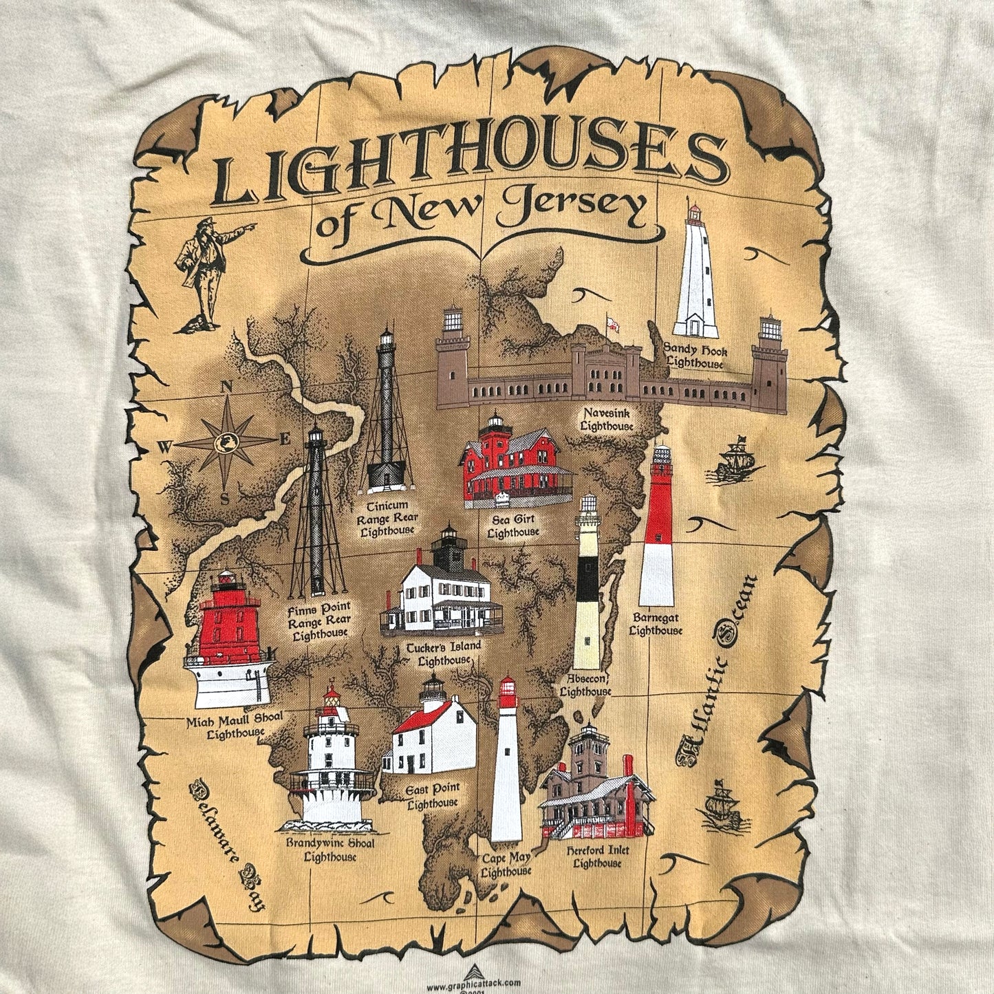 New Jersey Lighthouses Map Children's T-Shirt