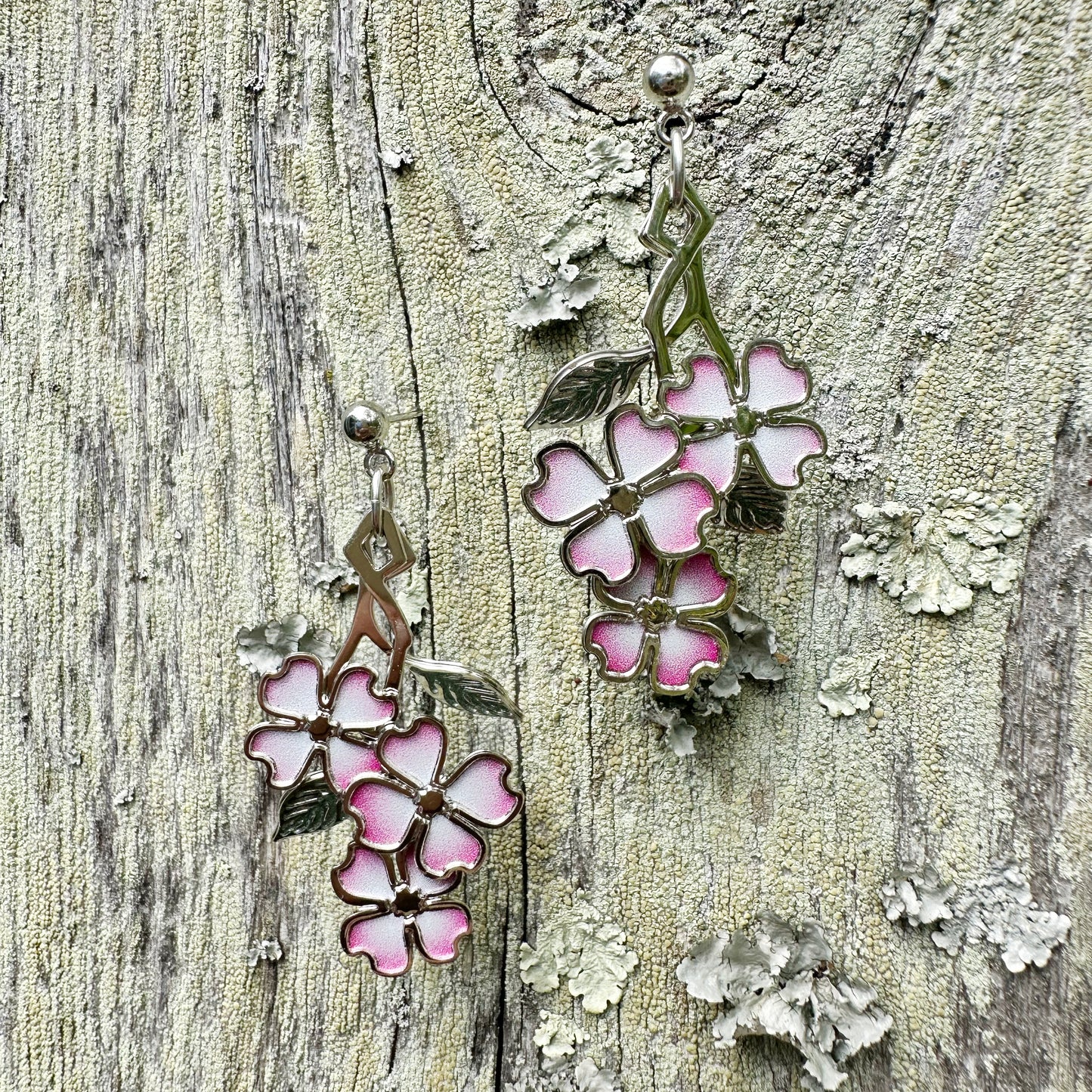 Tiffany Dogwood Pink Blossoms Earrings