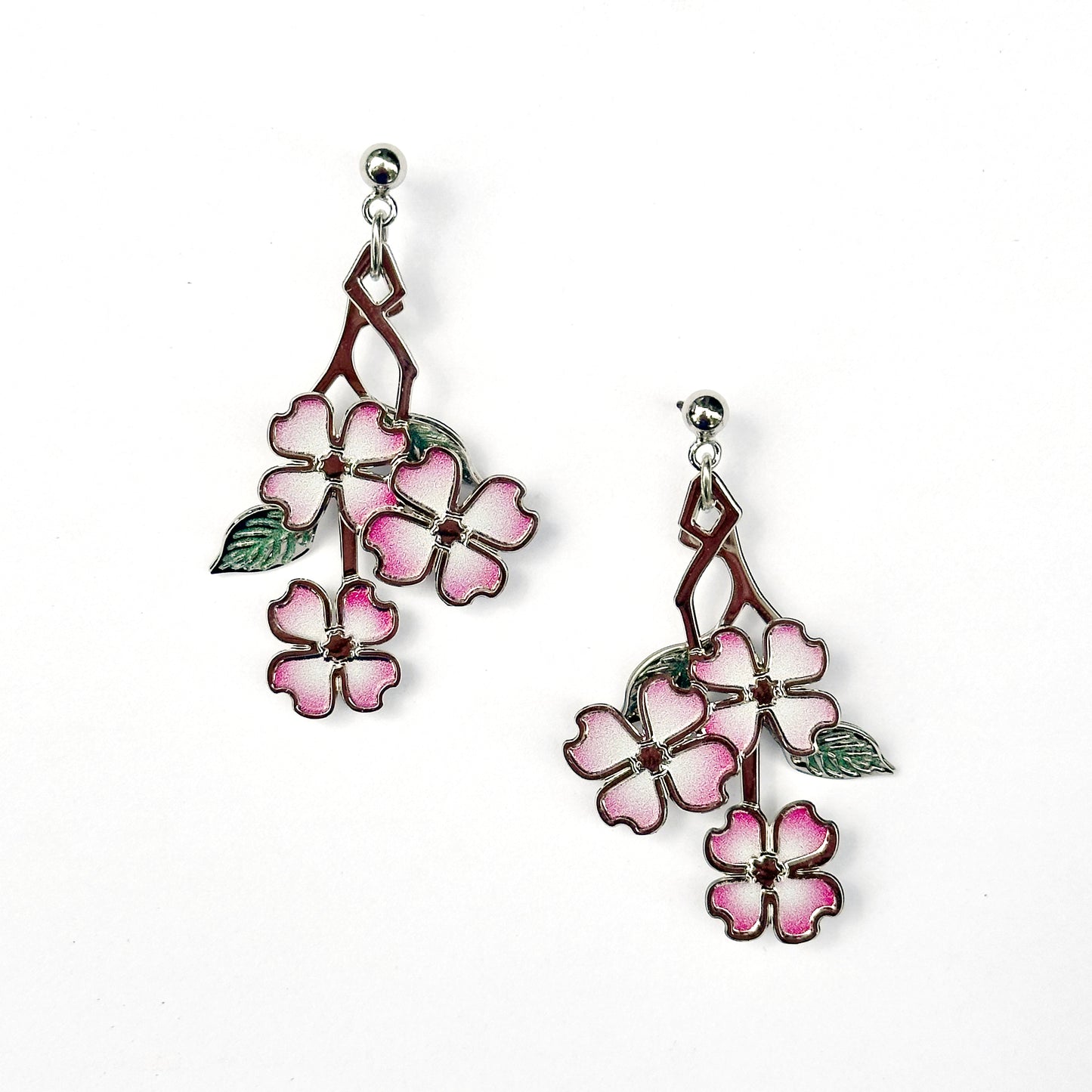 Tiffany Dogwood Pink Blossoms Earrings