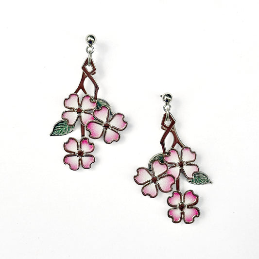 Tiffany Dogwood Pink Blossoms Earrings