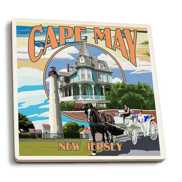 Cape May Montage Ceramic Coaster